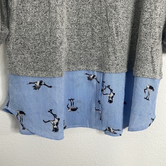 Monteau Gray Sweater With Built In Collar - Picture 4 of 6